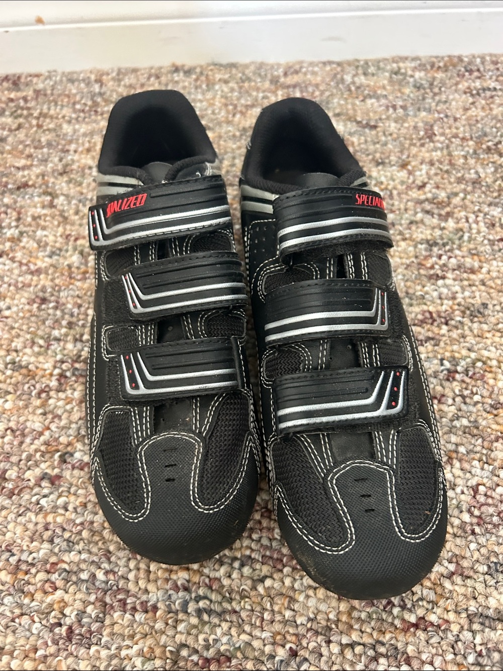 Specialized Black Cycling Shoes with Silver Accents